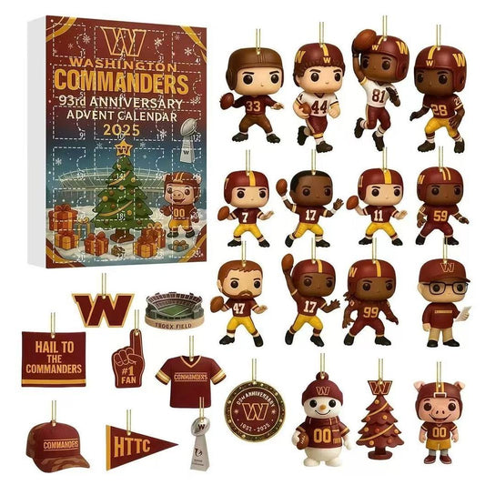 Washington Commanders 93rd Anniversary Advent Calendar with figurines and decorations