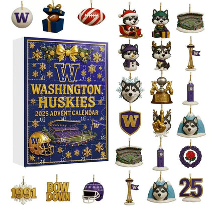 Washington Huskies 2025 Advent Calendar with decorative ornaments
