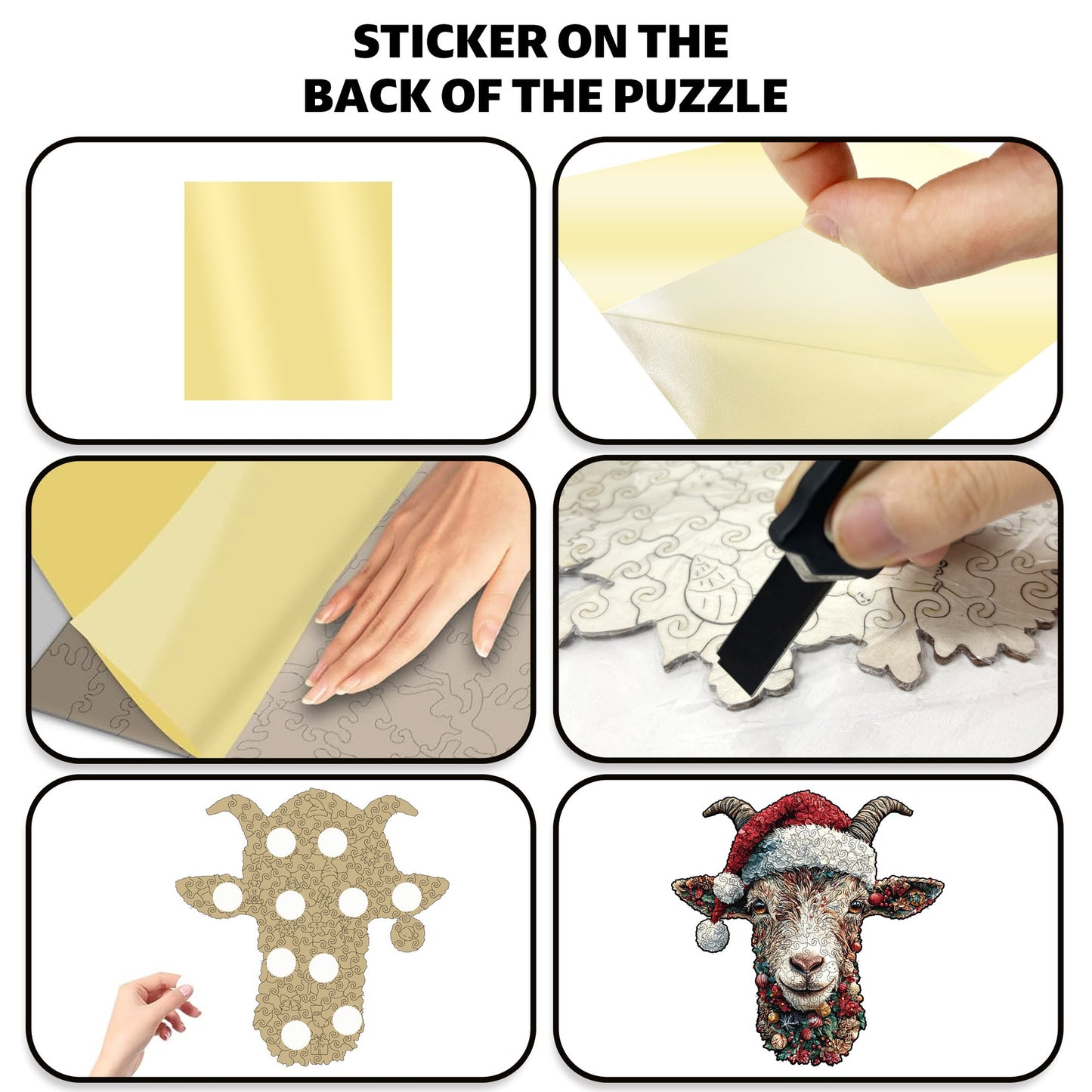 Whimsy Christmas Goat Wooden Jigsaw Puzzle