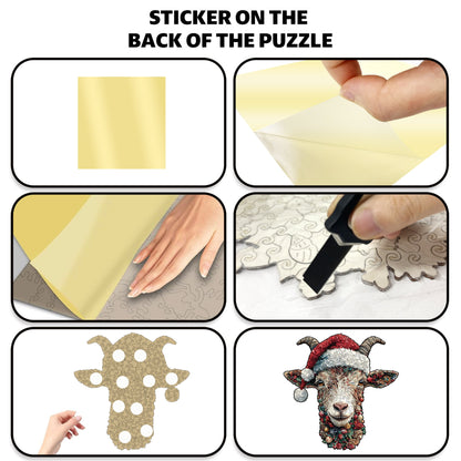 Whimsy Christmas Goat Wooden Jigsaw Puzzle