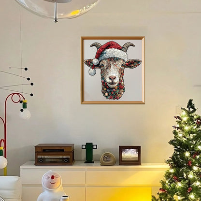 Whimsy Christmas Goat Wooden Jigsaw Puzzle