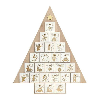 White Christmas Tree Wooden Advent Calendar