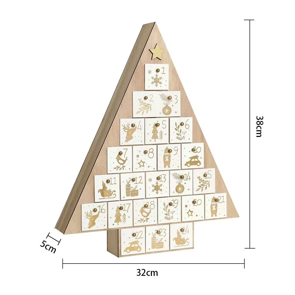 White Christmas Tree Wooden Advent Calendar