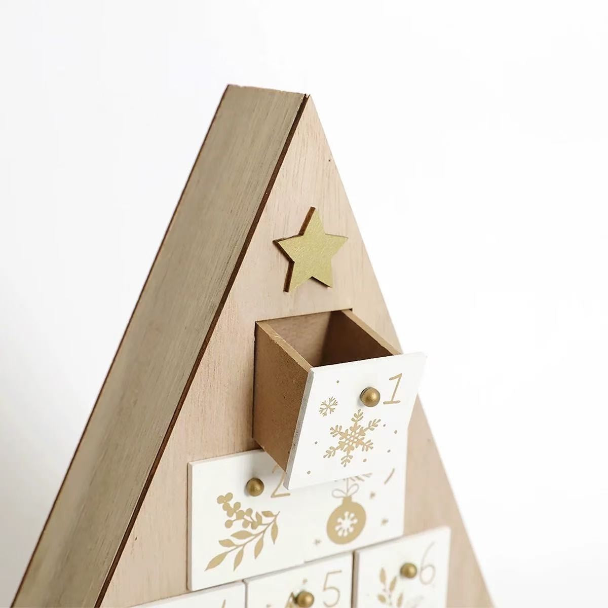 White Christmas Tree Wooden Advent Calendar