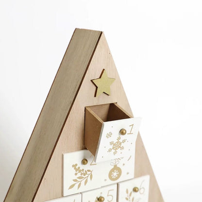 White Christmas Tree Wooden Advent Calendar