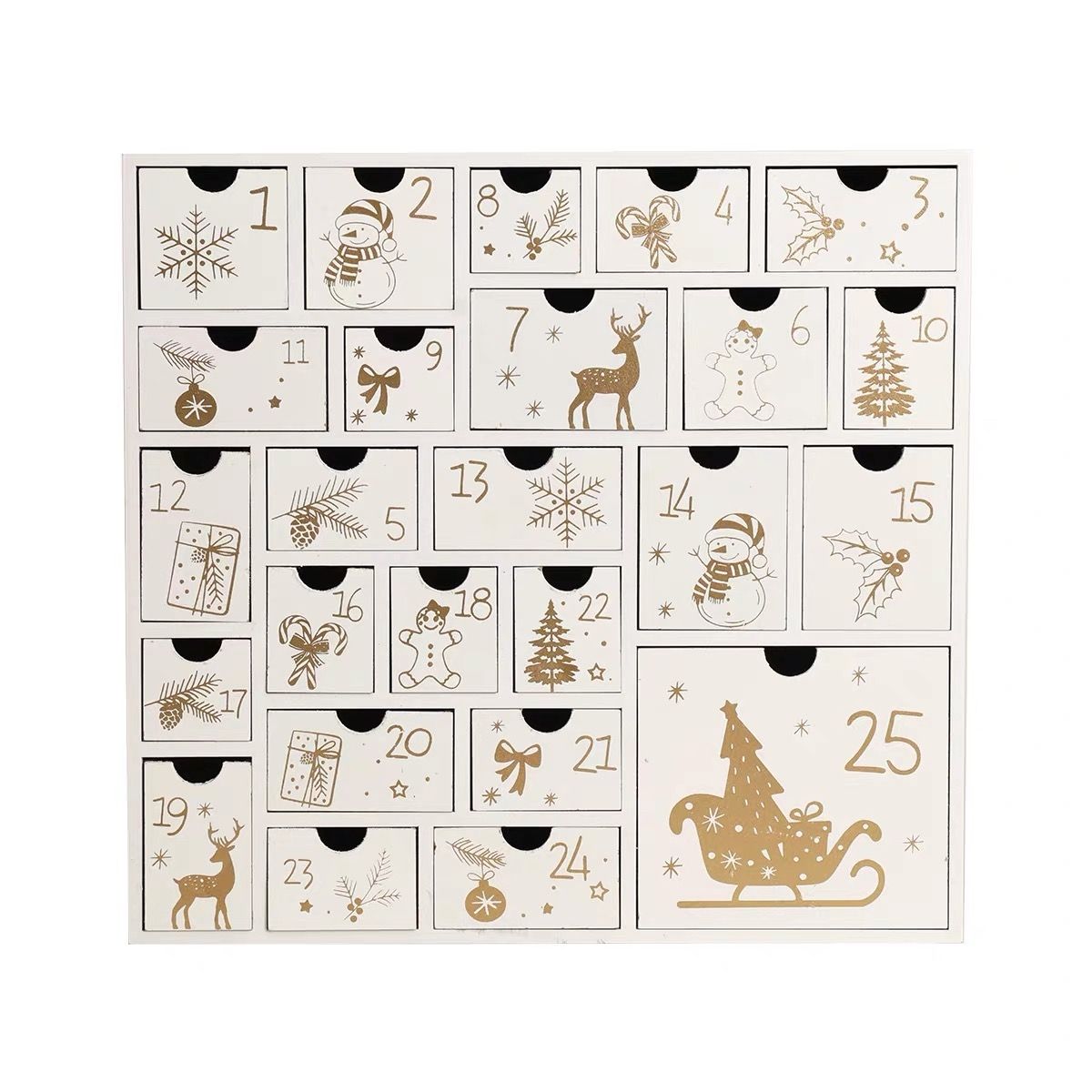 White Wooden Christmas Advent Calendar with 25 Drawers