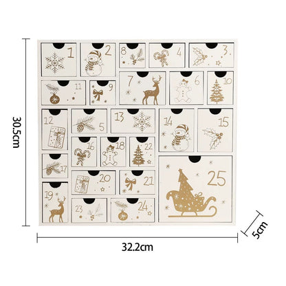 White Wooden Christmas Advent Calendar with 25 Drawers