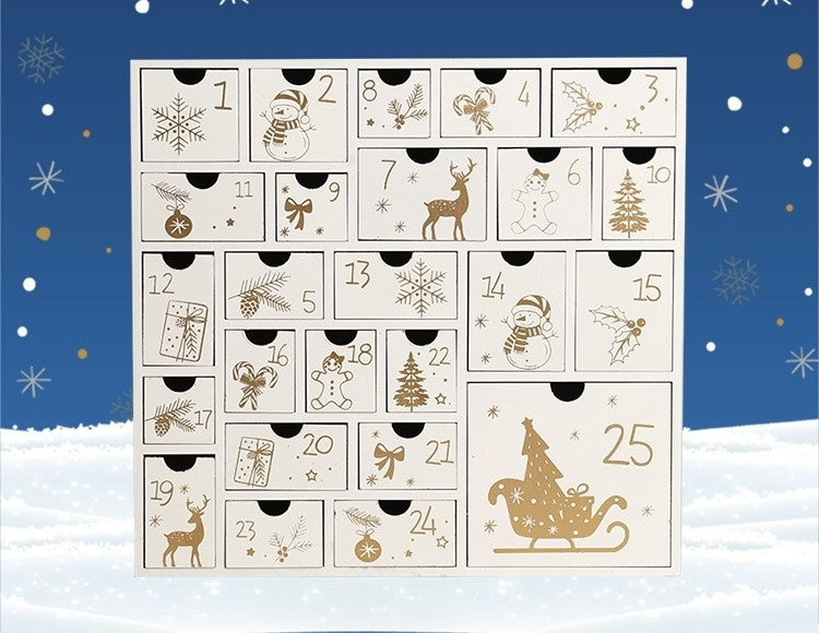 White Wooden Christmas Advent Calendar with 25 Drawers