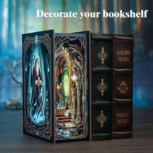 image displaying the Gate of Wonderland books nooks of Wonderland Forest series in a bookshelf setting, to showcase its feature as a perfect bookshelf insert decor