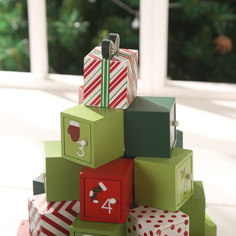 Wooden Christmas Advent Calendar with Drawers