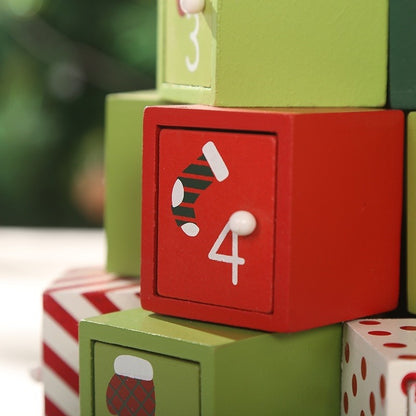 Wooden Christmas Advent Calendar with Drawers