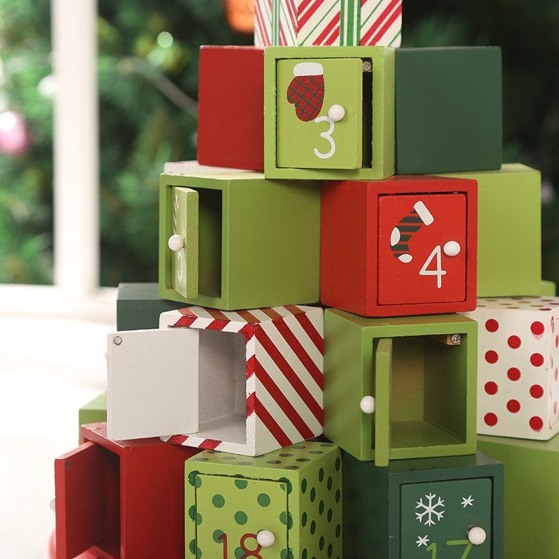 Wooden Christmas Advent Calendar with Drawers