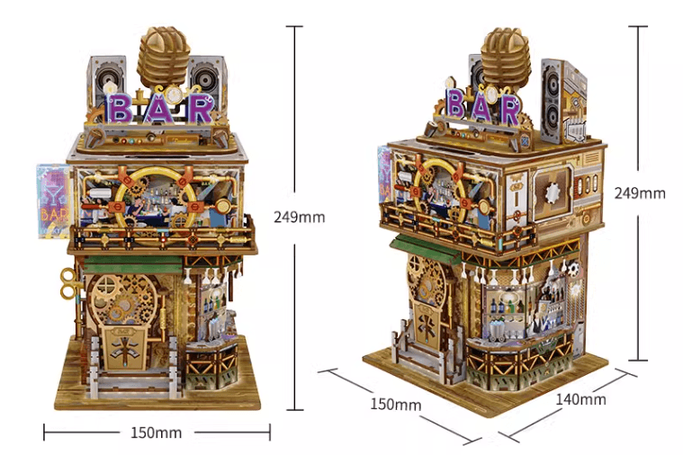 Punk Bar DIY 3D Wooden Puzzles Mechanical Puzzles Diorama Miniature size