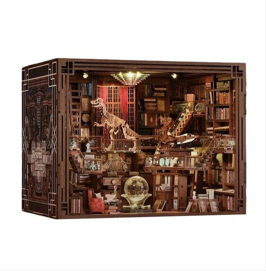 Beyond Library Max Version DIY Book Nook Kit, A charming miniature 3d wooden puzzles inspired by private library, perfect for bookshelf decor, and dollhouse collectors, or a gift for a fellow art and literature lovers.