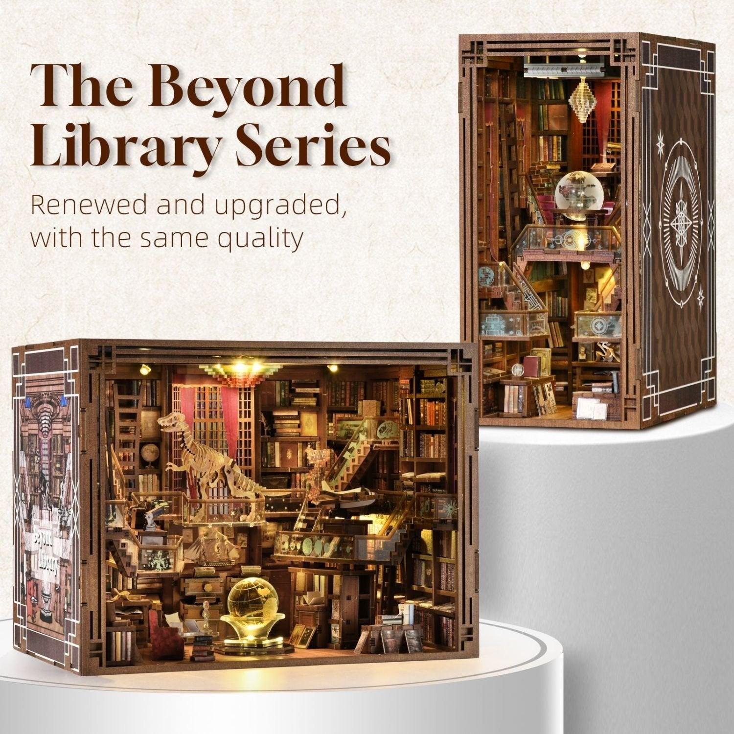 Beyond Library Max Version DIY Book Nook Kit, A charming miniature 3d wooden puzzles inspired by private library, perfect for bookshelf decor, and dollhouse collectors, or a gift for a fellow art and literature lovers.