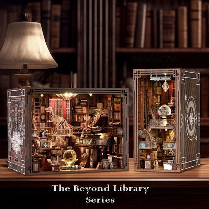 Beyond Library Max Version DIY Book Nook Kit, A charming miniature 3d wooden puzzles inspired by private library, perfect for bookshelf decor, and dollhouse collectors, or a gift for a fellow art and literature lovers.