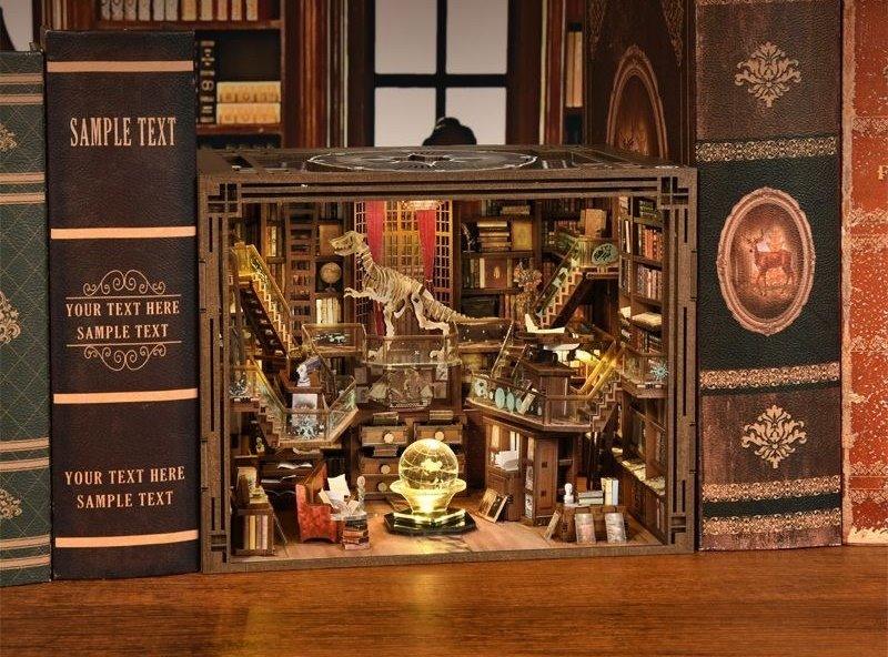 Beyond Library Max Version DIY Book Nook Kit, A charming miniature 3d wooden puzzles inspired by private library, perfect for bookshelf decor, and dollhouse collectors, or a gift for a fellow art and literature lovers.