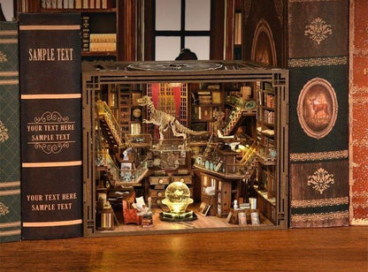 Beyond Library Max Version DIY Book Nook Kit, A charming miniature 3d wooden puzzles inspired by private library, perfect for bookshelf decor, and dollhouse collectors, or a gift for a fellow art and literature lovers.