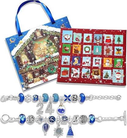 Blue Christmas Advent Calendar DIY Bracelet Set | 24 Days Countdown