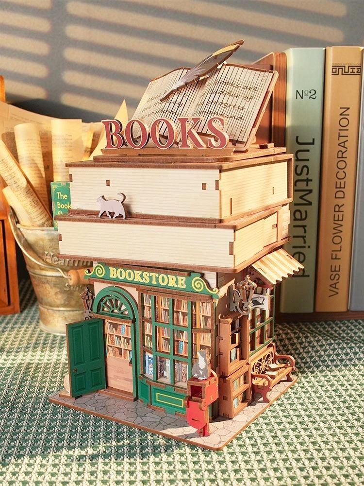 bookstore 3D wooden puzzle diy miniature crafts