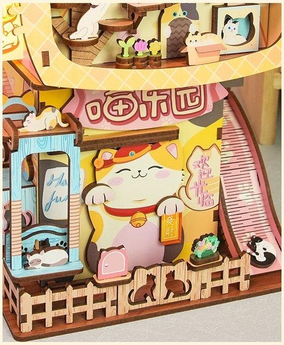 cat themed 3d wooden puzzles diy miniature crafts