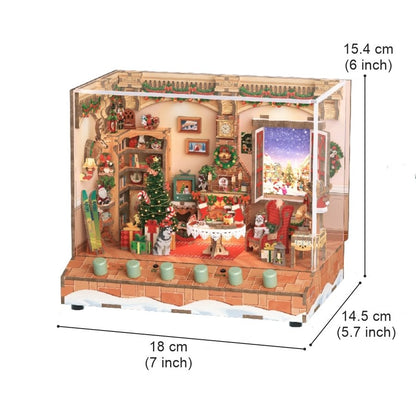 Christmas DIY Miniature House Kit -  Music Box - 3D Wooden Puzzles - Dollhouse - Diorama