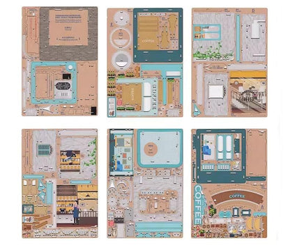 Seaside Cafe 3d wooden puzzles diy kit-plywood
