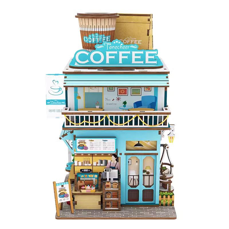 Seaside Cafe 3d wooden puzzles diy kit -front