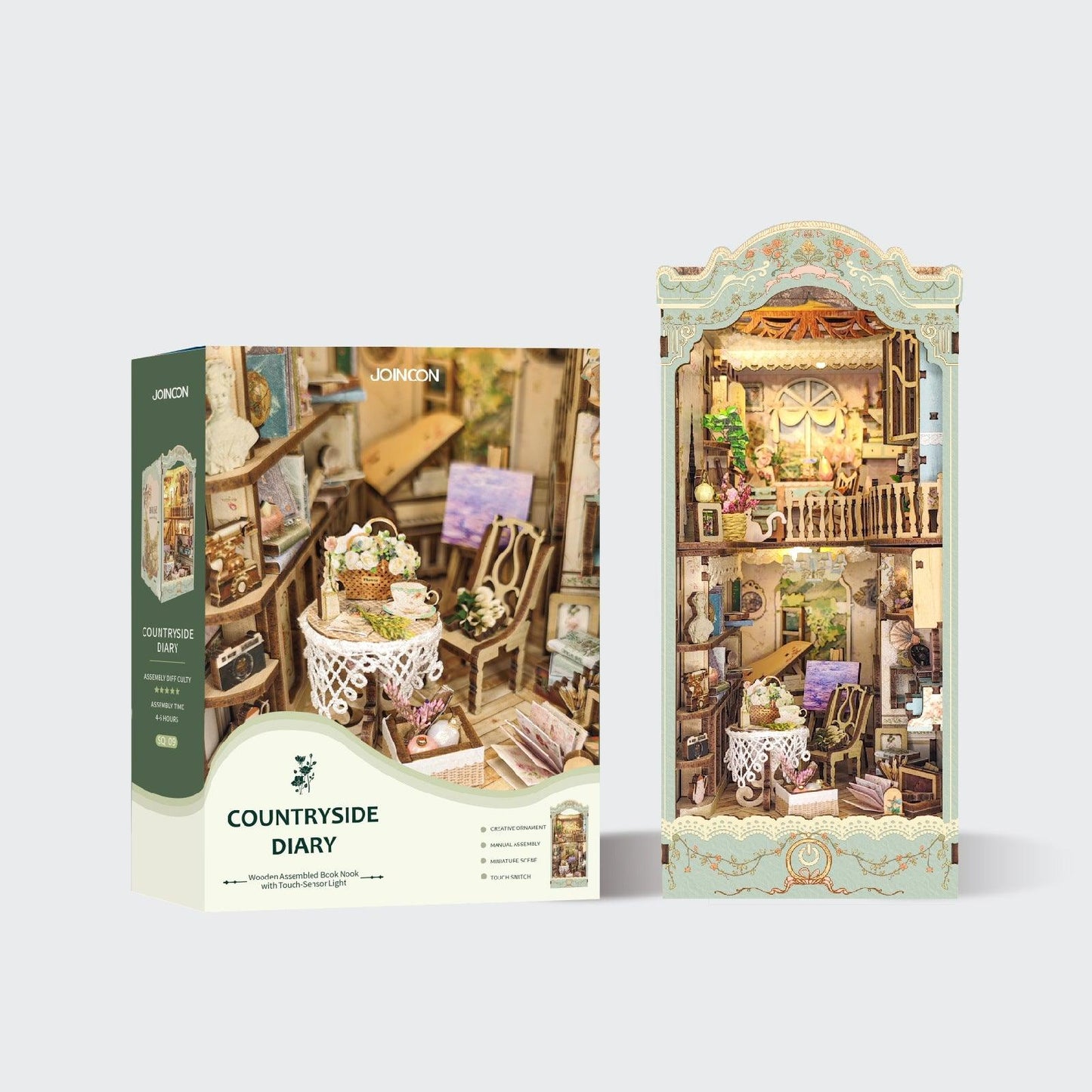 French countryside themed diy book nook kit - bookshelf insert diorama miniature package