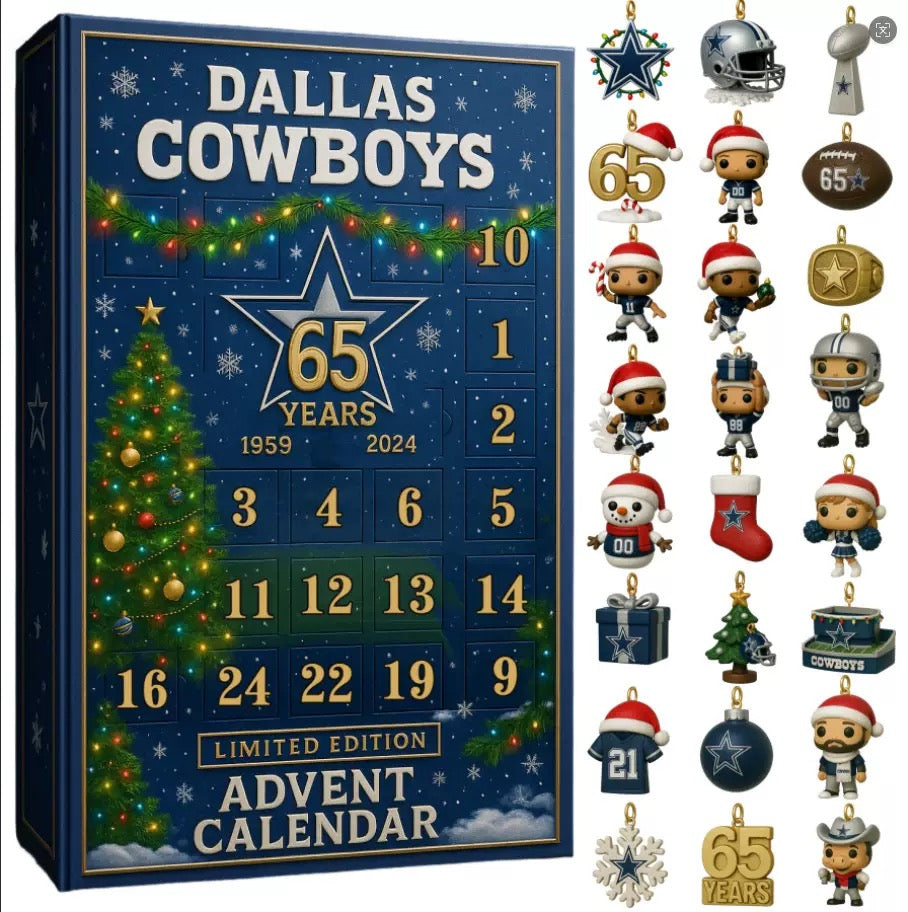 Dallas Cowboys Advent Calendar with collectible figures on a white background