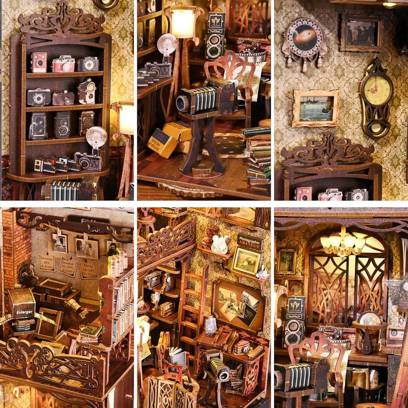 Darkroom Film | DIY Book Nook Kit | 3D Wooden Puzzle Bookend | bookshelf insert diorama | miniature house kit