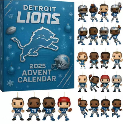 Detroit Lions 2025 Advent Calendar with figurines on a white background