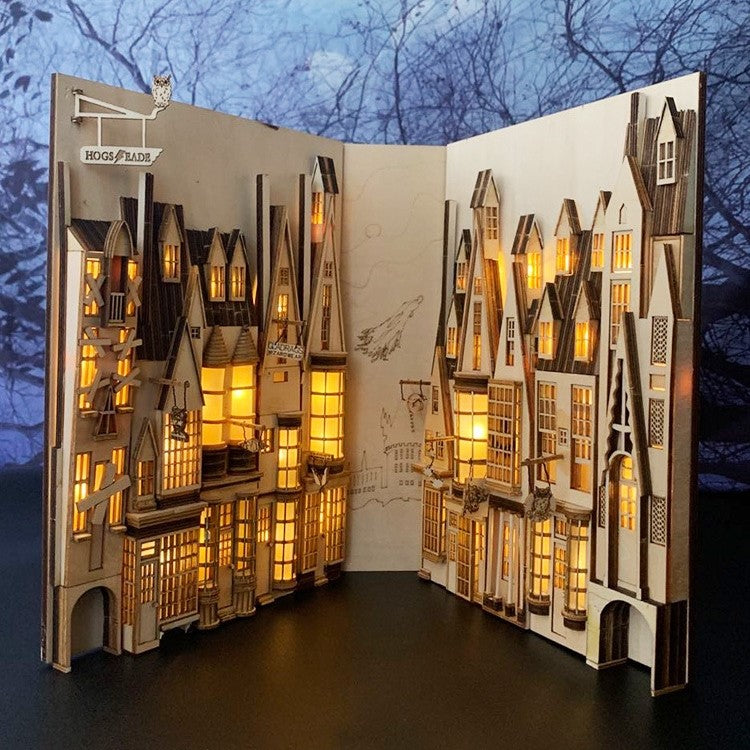 Hogsmeade Village Harry Potter Diagon Alley DIY Book Nook Kit - Bookshelf Insert Diorma - Miniature Crafts 
