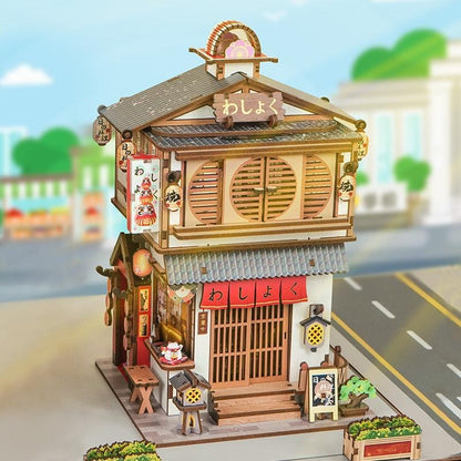 Japanese restaurant themed diy 3d wooden mechanical jigsaw puzzles for desk accessories