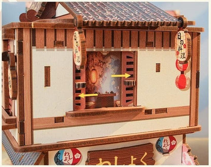 Japanese restaurant themed diy 3d wooden mechanical jigsaw puzzles for desk accessories