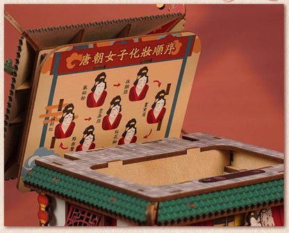 Chinese ancient Rouge Store themed DIY miniature 3D puzzles kit, doubles as a desk accessories with sensor switch