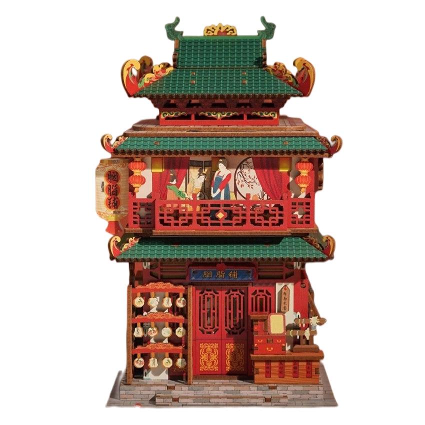 Chinese ancient Rouge Store themed DIY miniature 3D PUZZLES  kit, doubles as a desk bin