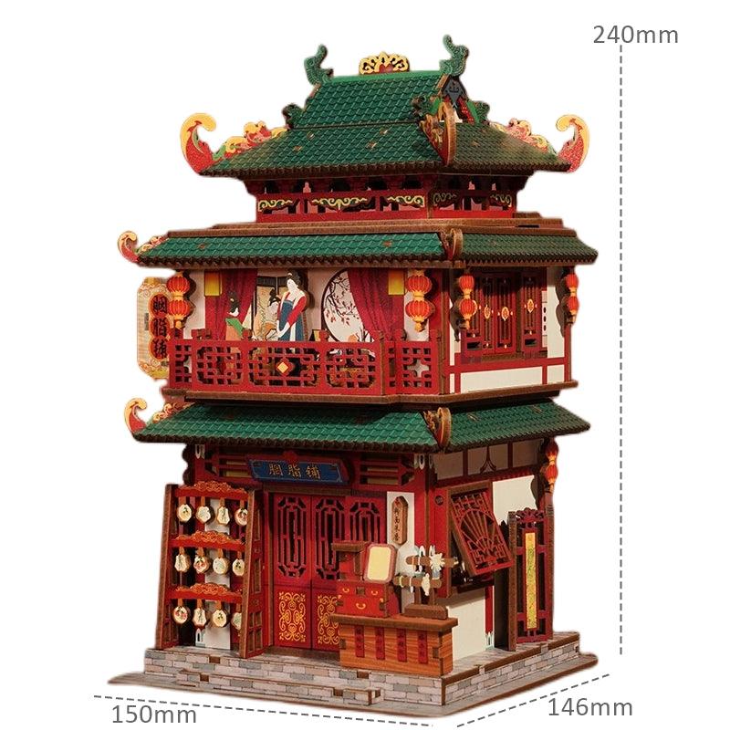 Chinese ancient Rouge Store themed DIY miniature 3D puzzles kit, doubles as a desk accessories size