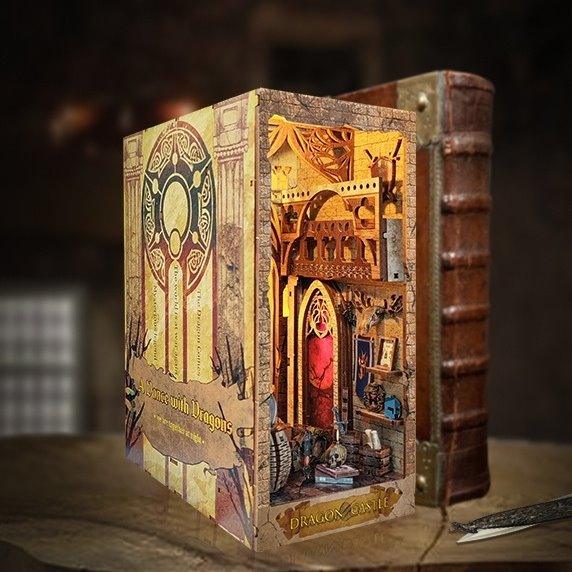 Dragon Castle DIY Book Nook Kit - Bookshelf Insert Diorama - 3D