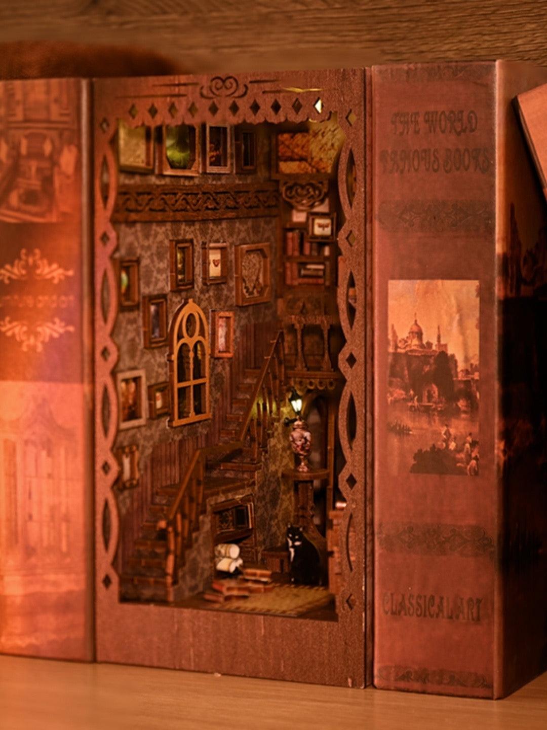 bookstore themed diy book nook kit for bookshelf insert diorama miniature crafts