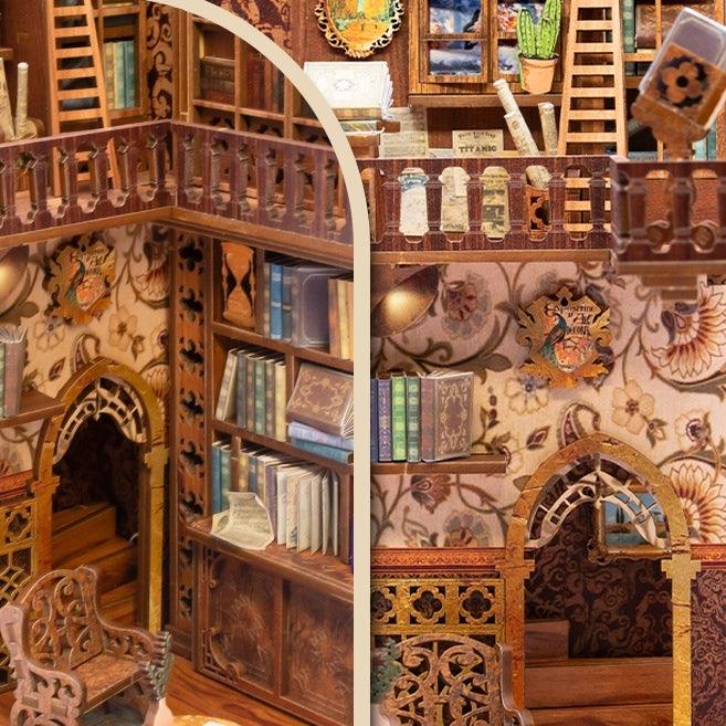 Eternal Bookstore DIY book nook kit - bookshelf insert diorama - miniature crafts - details