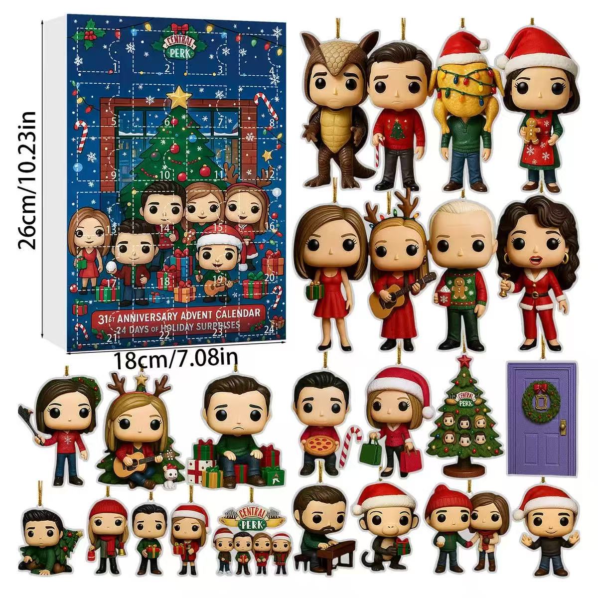 Advent calendar with Christmas-themed figurines and a box labeled '30th Anniversary Advent Calendar'.