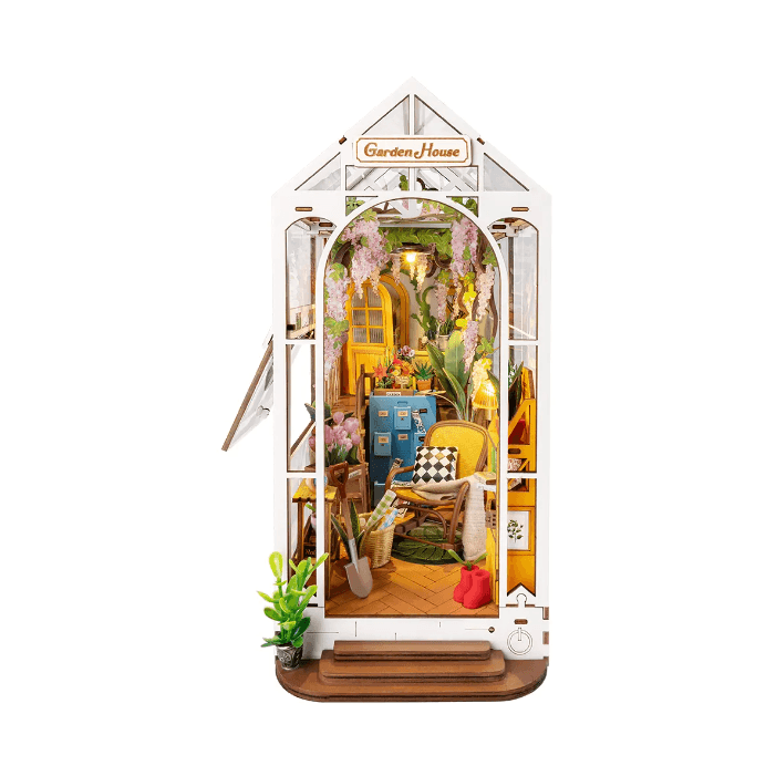 Garden House Diy Book Nook Kit - greenhouse inspired shelf insert diorama - miniature crafts