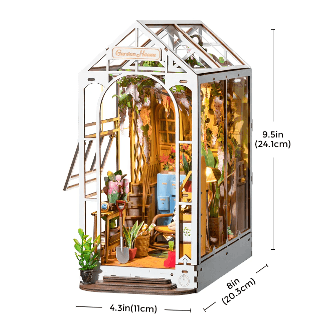 Garden House Diy Book Nook Kit - greenhouse inspired shelf insert diorama - miniature crafts