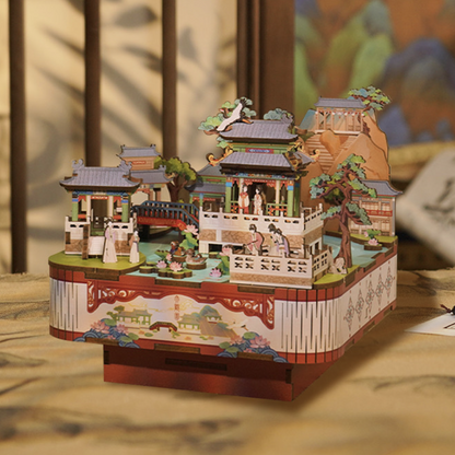 Grand View Garden Chinese Ancient Culture inspired DIY Wooden Music Box - miniature crafts - 3d wooden puzzles