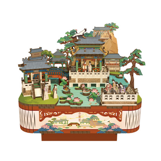 Grand View Garden Chinese Ancient Culture inspired DIY Wooden Music Box - miniature crafts - 3d wooden puzzles
