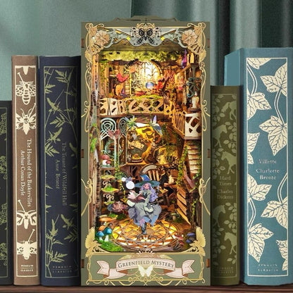 Green Fairyland DIY Book Nook Kit - 3D Wooden Book End - Bookshelf Inert Diorama - Miniature crafts