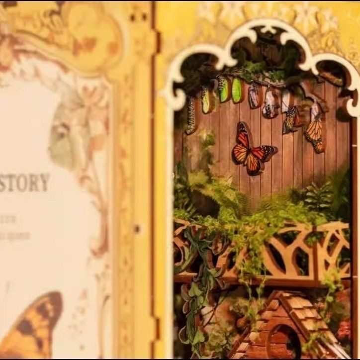Insect Story DIY Book Nook Kit, Souvenirs Entomologiques inspired bookshelf insert decor miniature, 3d wooden puzzles - cover