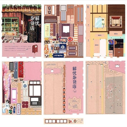 Japanese Grocery Store - DIY Book Nook Kit - Bookshelf Insert Diorama Decor - plywood