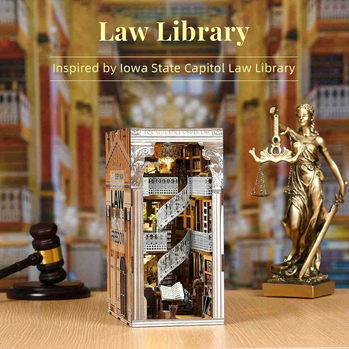 completed Law Library book nook placed on a table